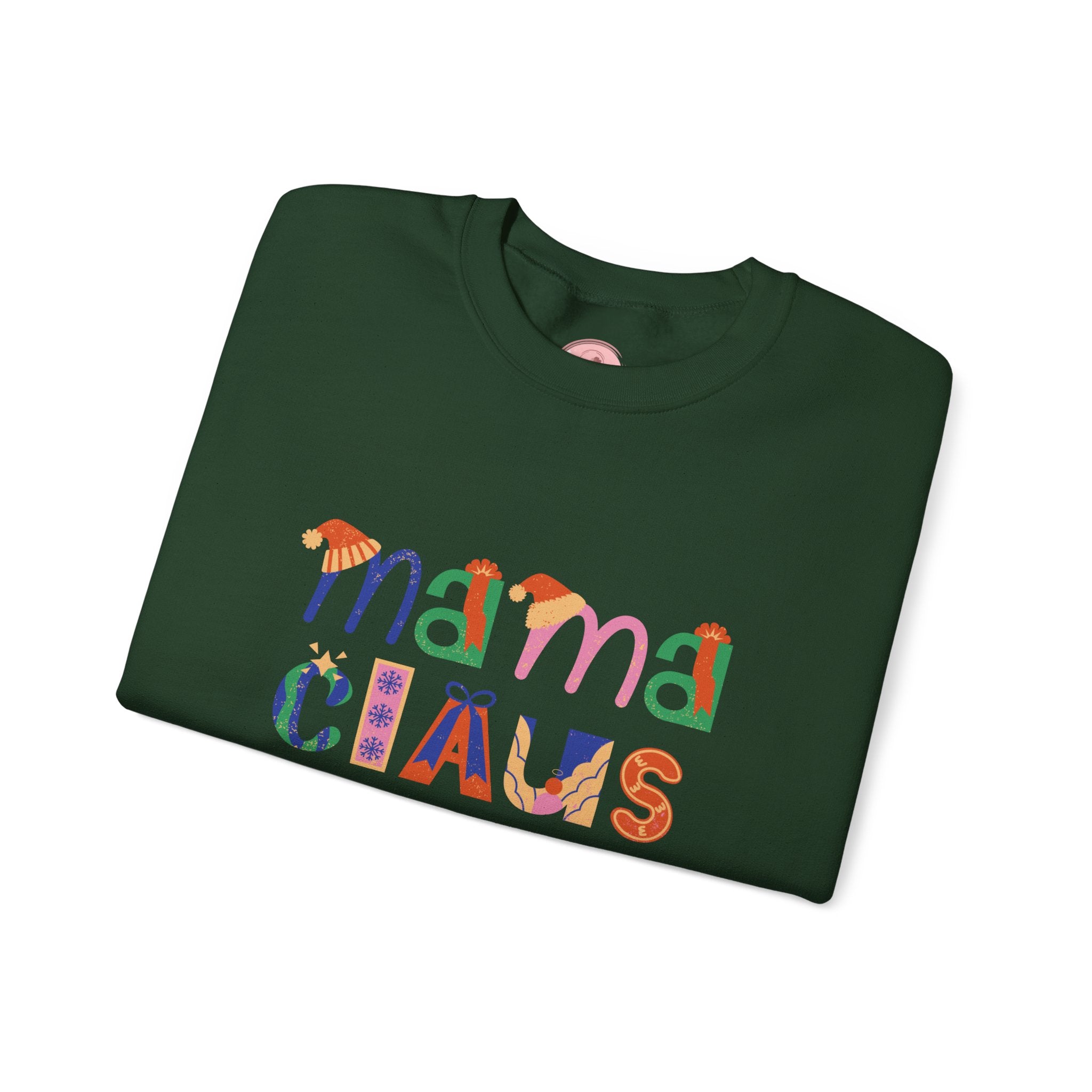 Mama Claus Sweatshirt — Colorful Holiday Crewneck for Moms