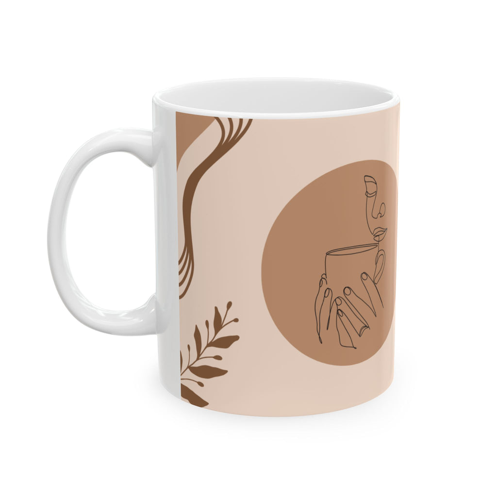 Life Is Better with Fresh Coffee Ceramic Mug — Beige Boho Coffee Cup (11oz/15oz)