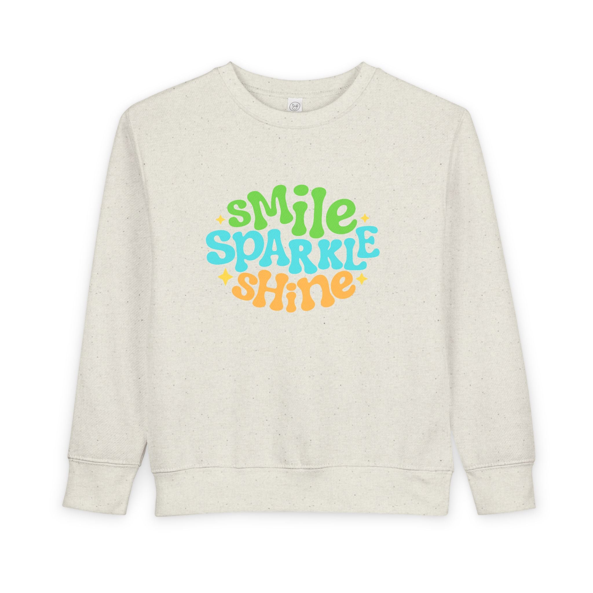 Toddler Sweatshirt – "Smile Sparkle Shine" Retro Rainbow Crewneck