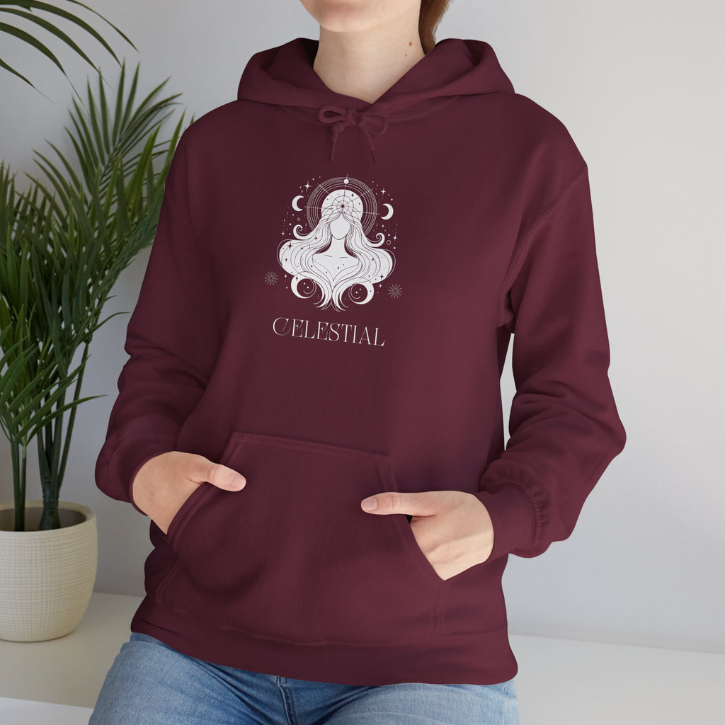 Celestial Goddess Hoodie — Mystical Moon & Star Graphic Sweatshirt