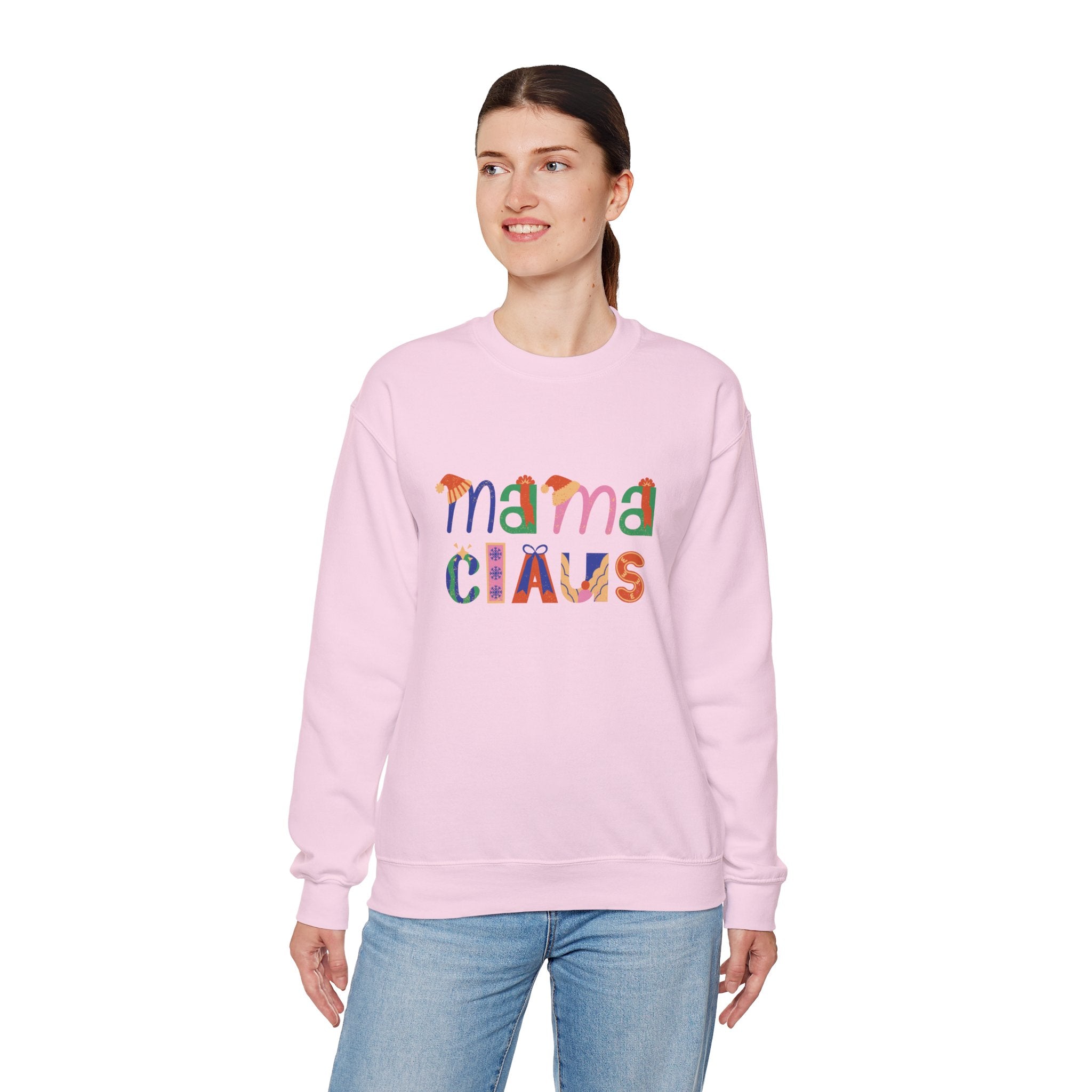Mama Claus Sweatshirt — Colorful Holiday Crewneck for Moms