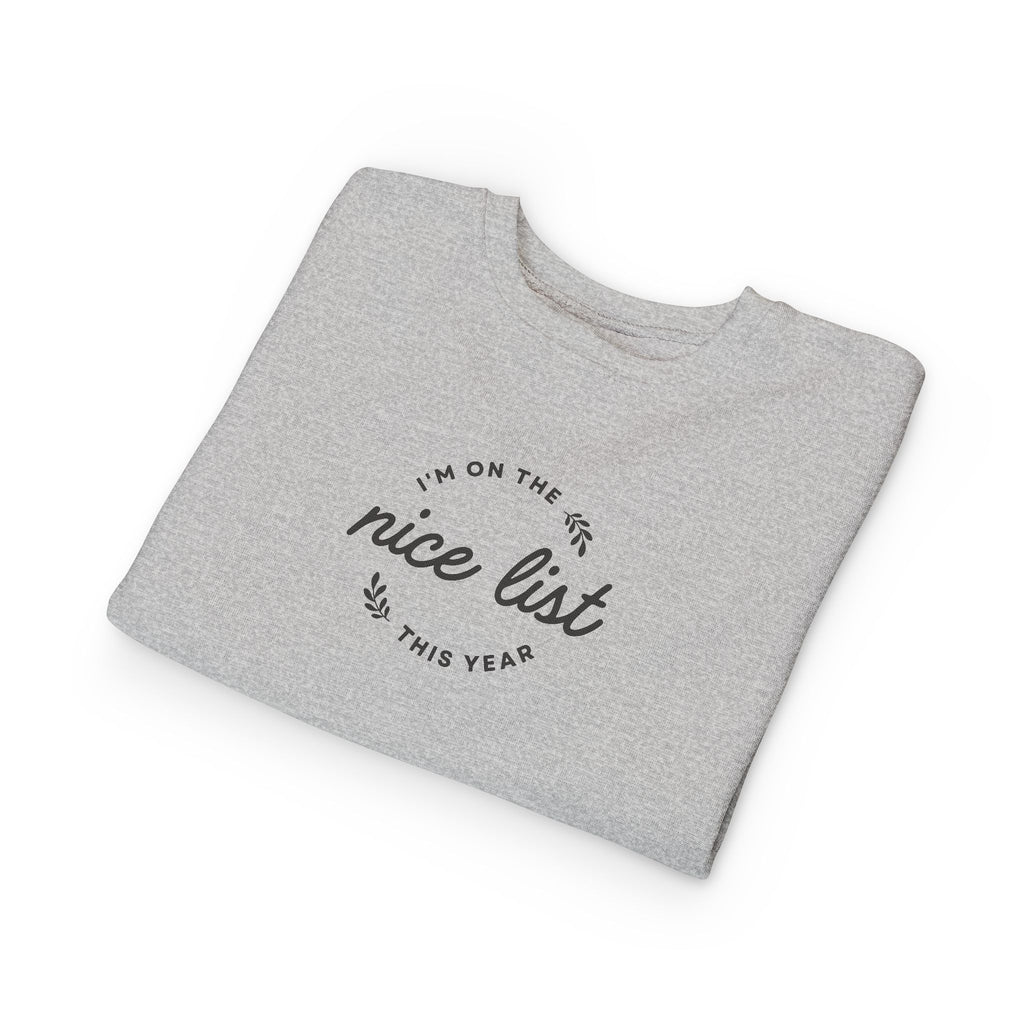 Nice List Toddler Sweatshirt - Soft Cozy Vintage-Inspired Christmas Print