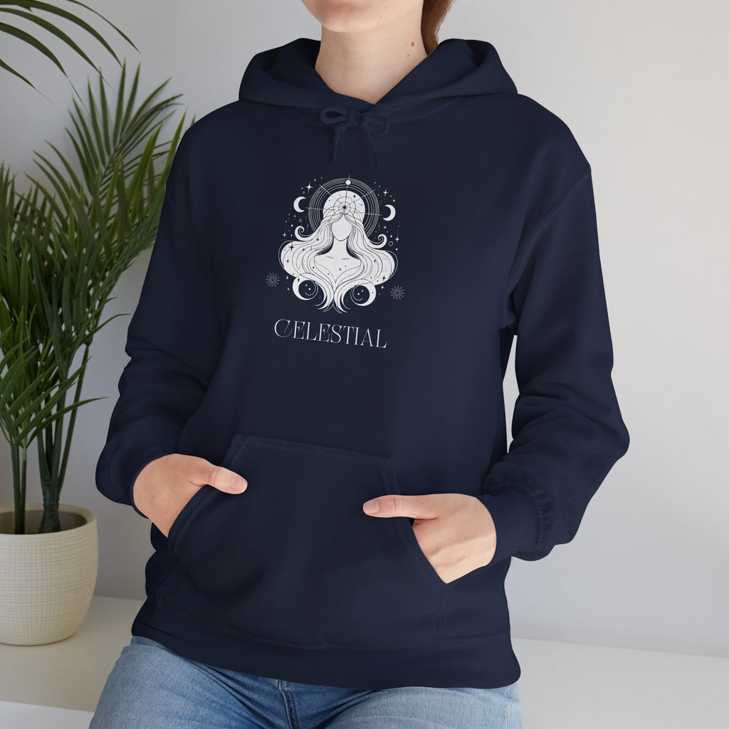 Celestial Goddess Hoodie — Mystical Moon & Star Graphic Sweatshirt