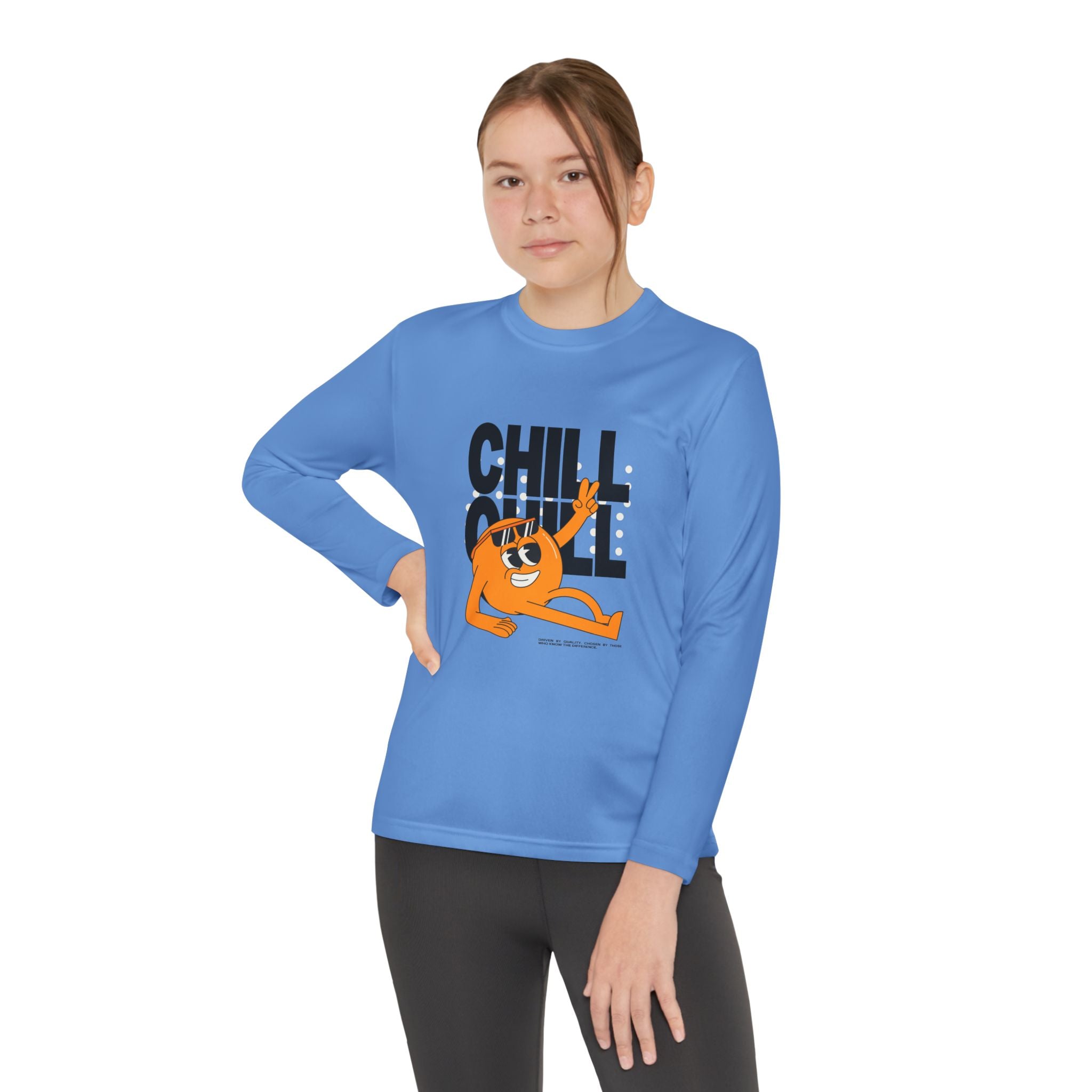 Youth Long Sleeve Tee – 'Chill' Cartoon Character Graphic