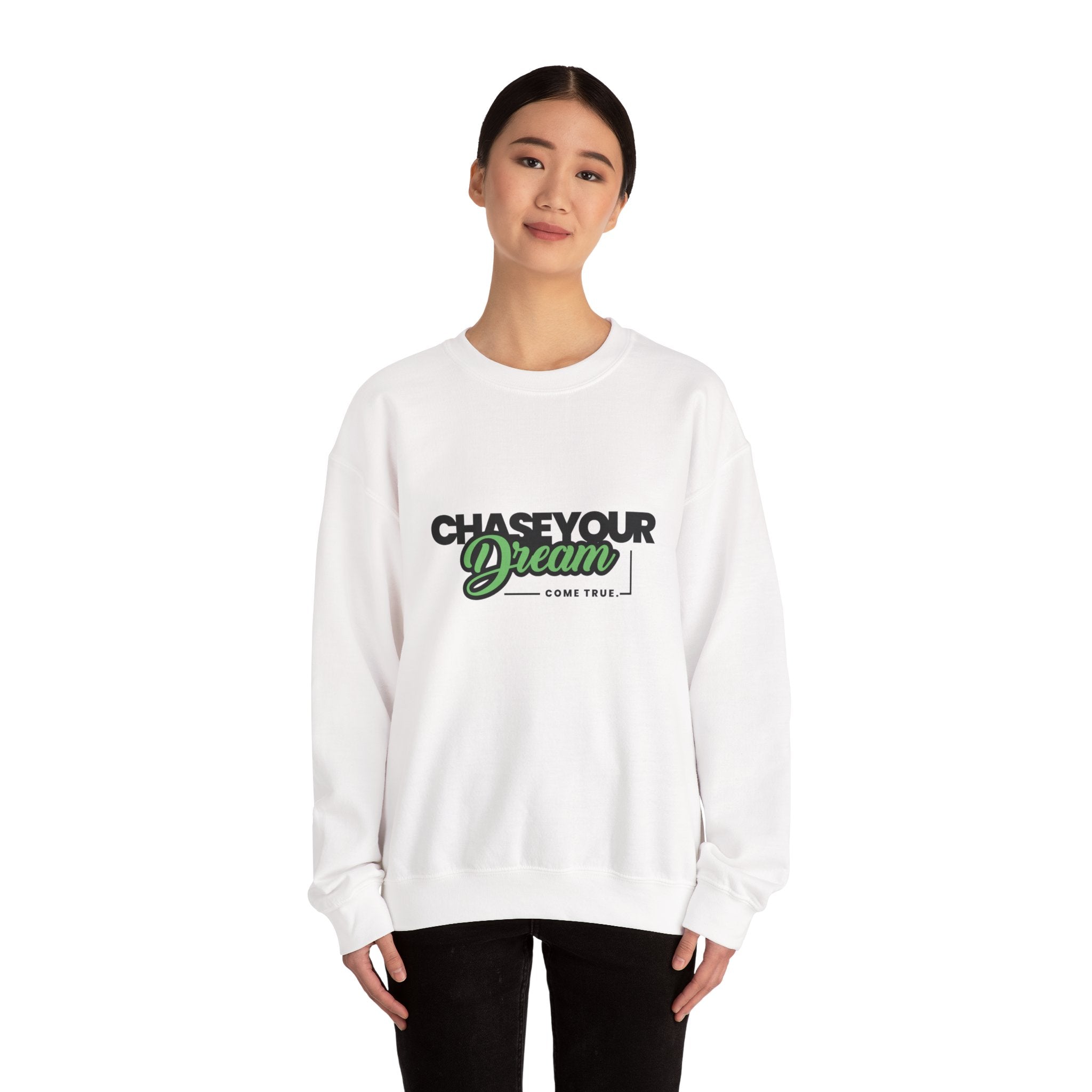 Embroidered Crewneck Sweatshirt - 'Chase Your Dream' Motivational Graphic