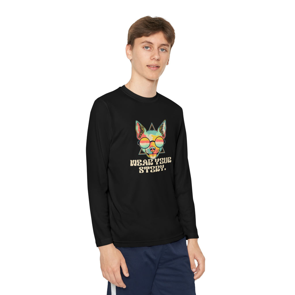 Youth Long Sleeve Tee — 'Wear Your Steez' Neon Dog Graphic