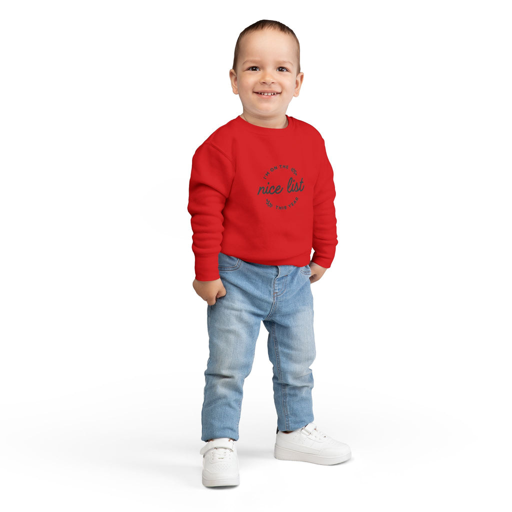 Nice List Toddler Sweatshirt - Soft Cozy Vintage-Inspired Christmas Print