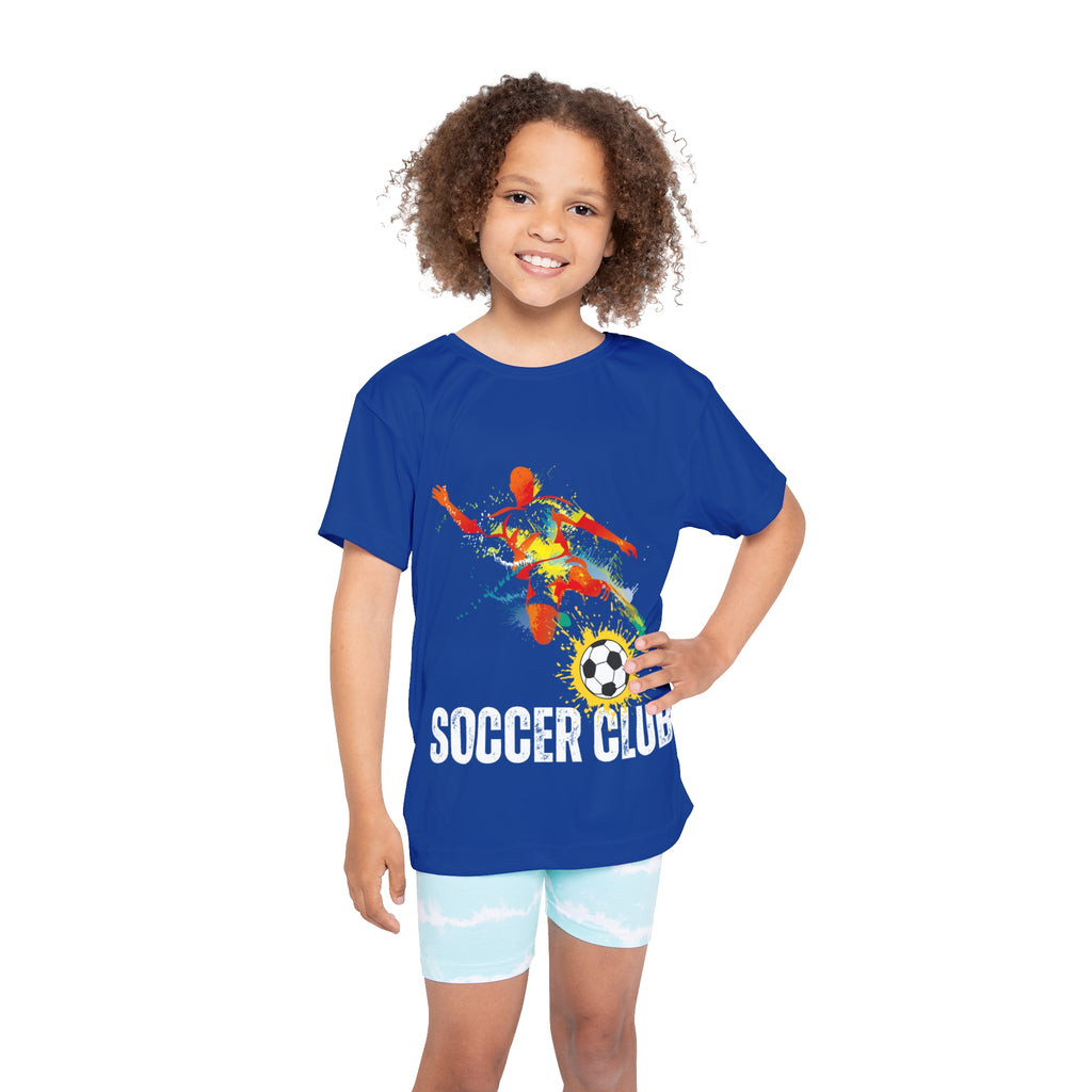 Royal Blue Kids Soccer Club Jersey — Colorful Splash Soccer T‑Shirt