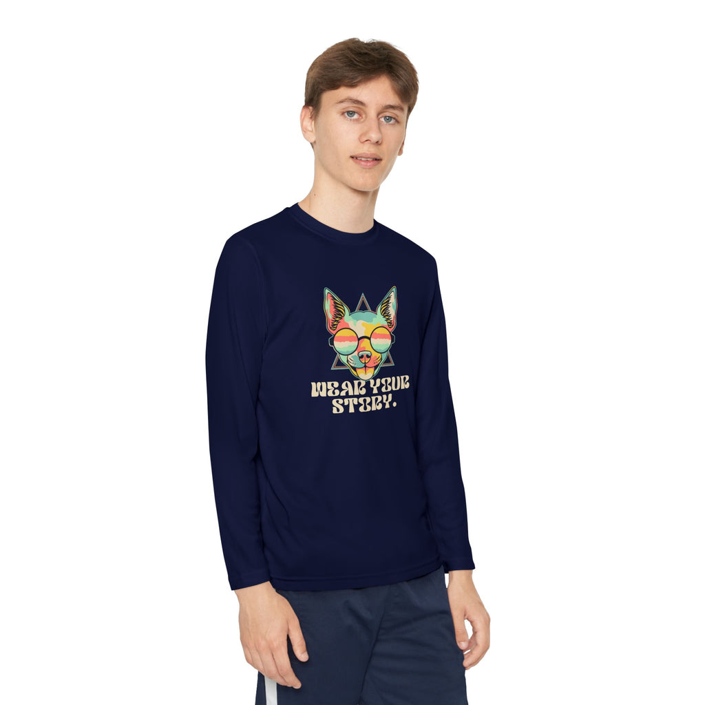 Youth Long Sleeve Tee — 'Wear Your Steez' Neon Dog Graphic
