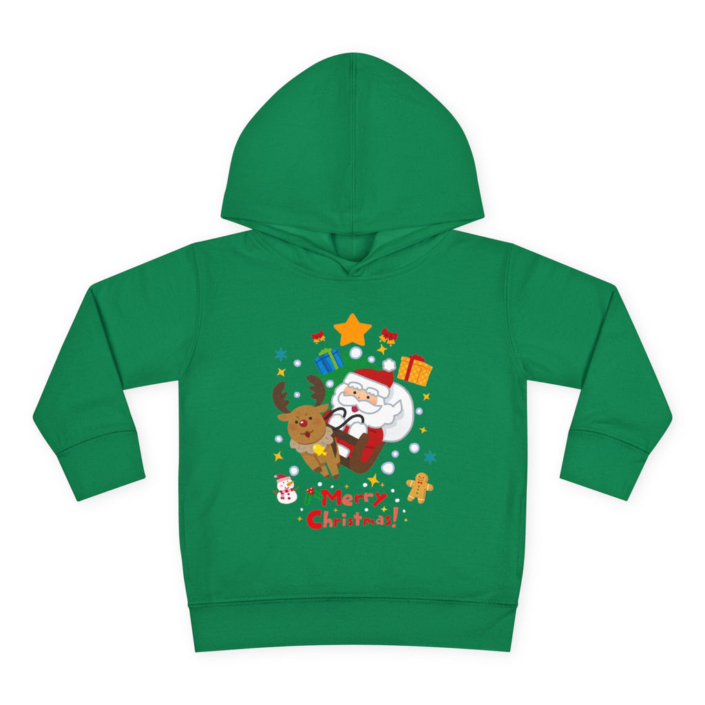 Toddler Hoodie — Merry Christmas Santa & Reindeer Holiday Pullover