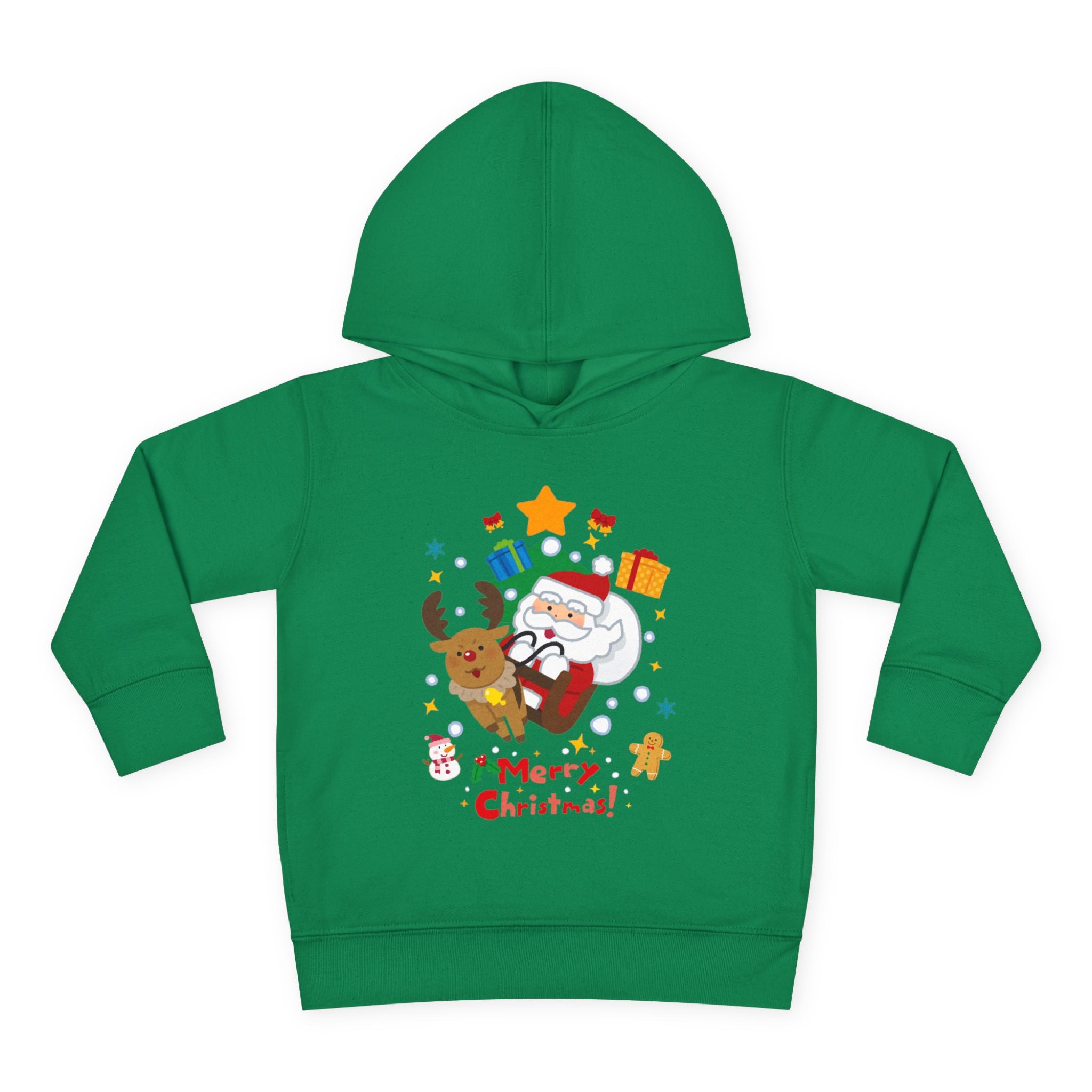 Toddler Hoodie — Merry Christmas Santa & Reindeer Holiday Pullover