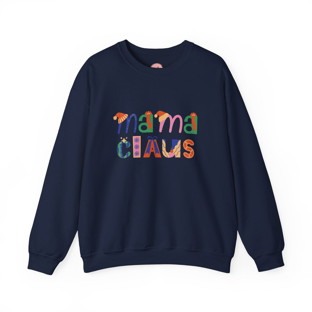 Mama Claus Sweatshirt — Colorful Holiday Crewneck for Moms