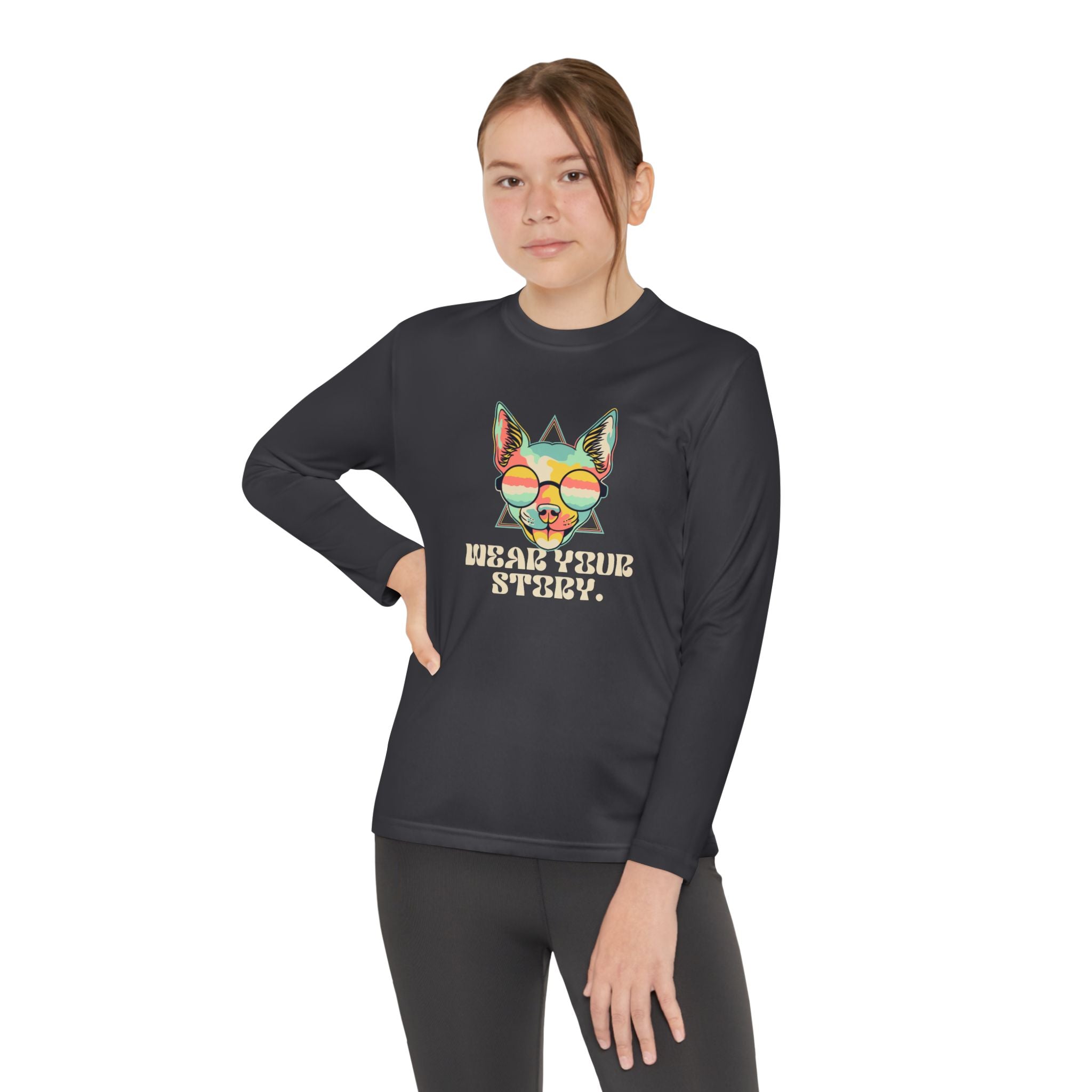 Youth Long Sleeve Tee — 'Wear Your Steez' Neon Dog Graphic
