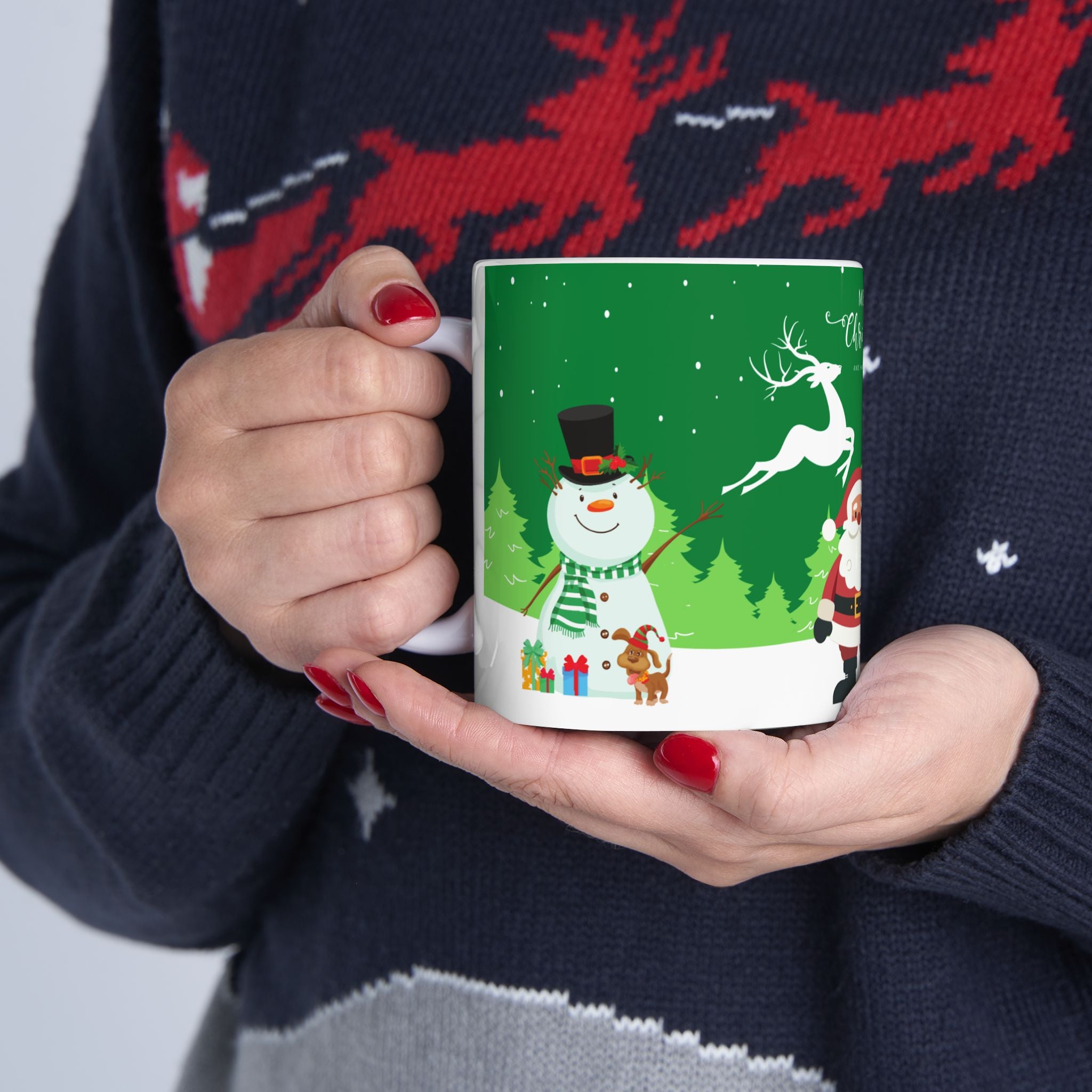 Christmas Santa Mug - Merry Christmas Holiday Coffee Cup (11oz/15oz)