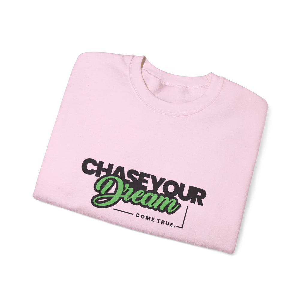 Embroidered Crewneck Sweatshirt - 'Chase Your Dream' Motivational Graphic