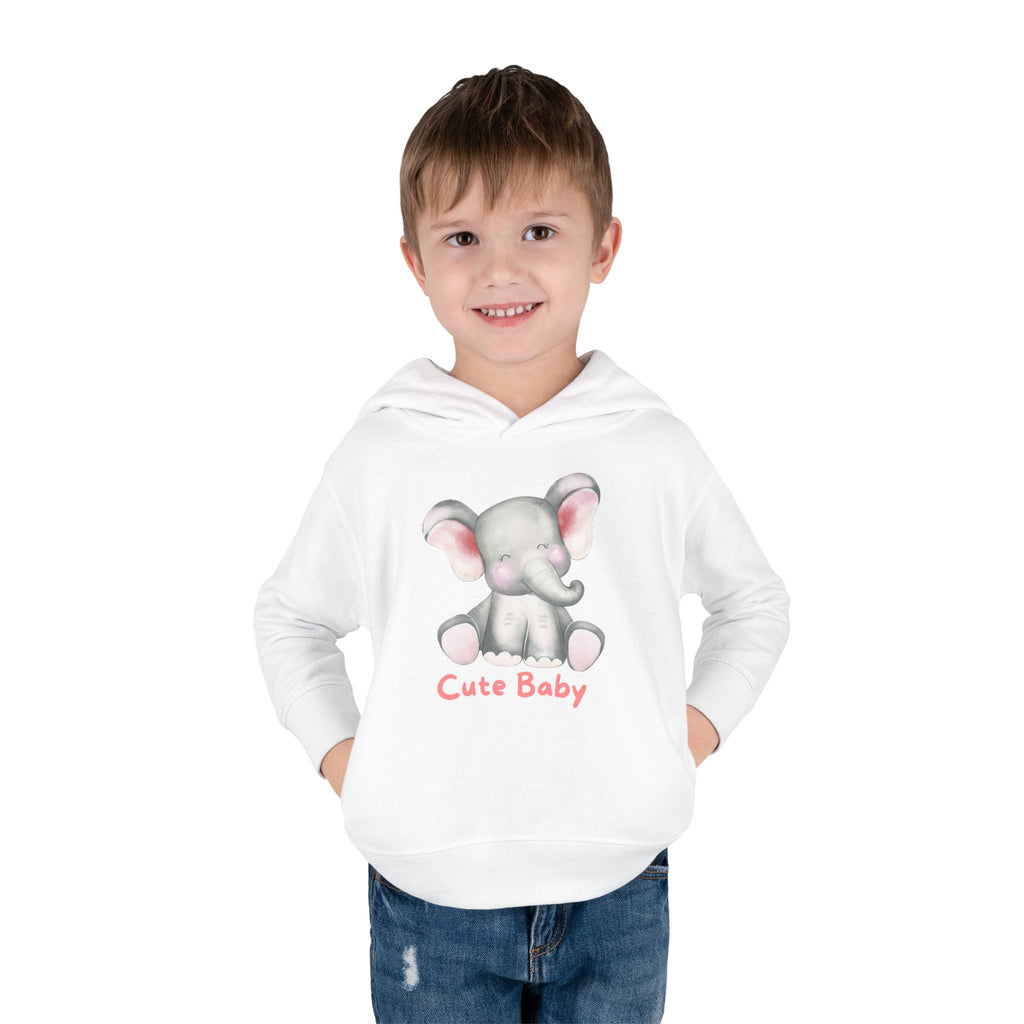 Toddler Hoodie — Cute Baby Elephant Pullover (Pink Text)