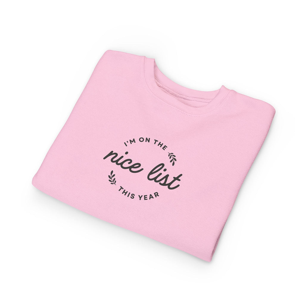 Nice List Toddler Sweatshirt - Soft Cozy Vintage-Inspired Christmas Print