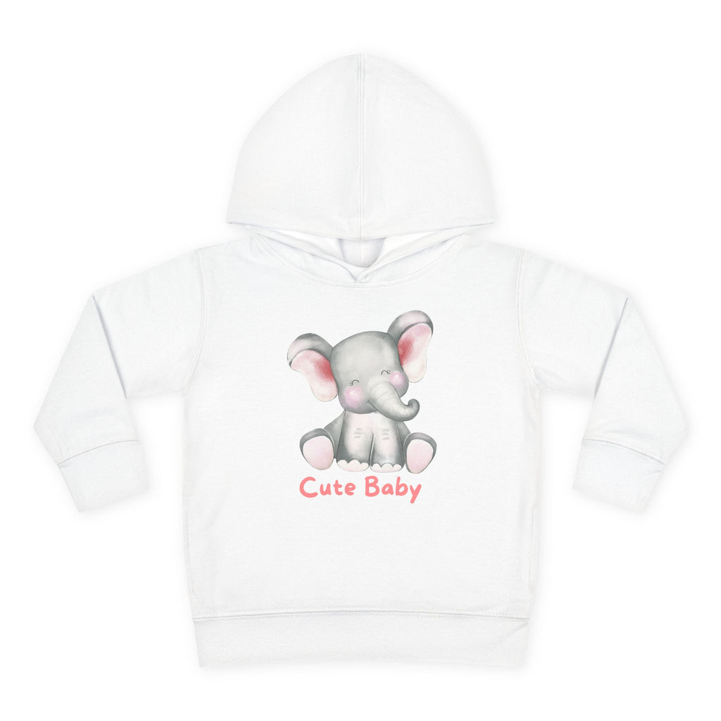 Toddler Hoodie — Cute Baby Elephant Pullover (Pink Text)