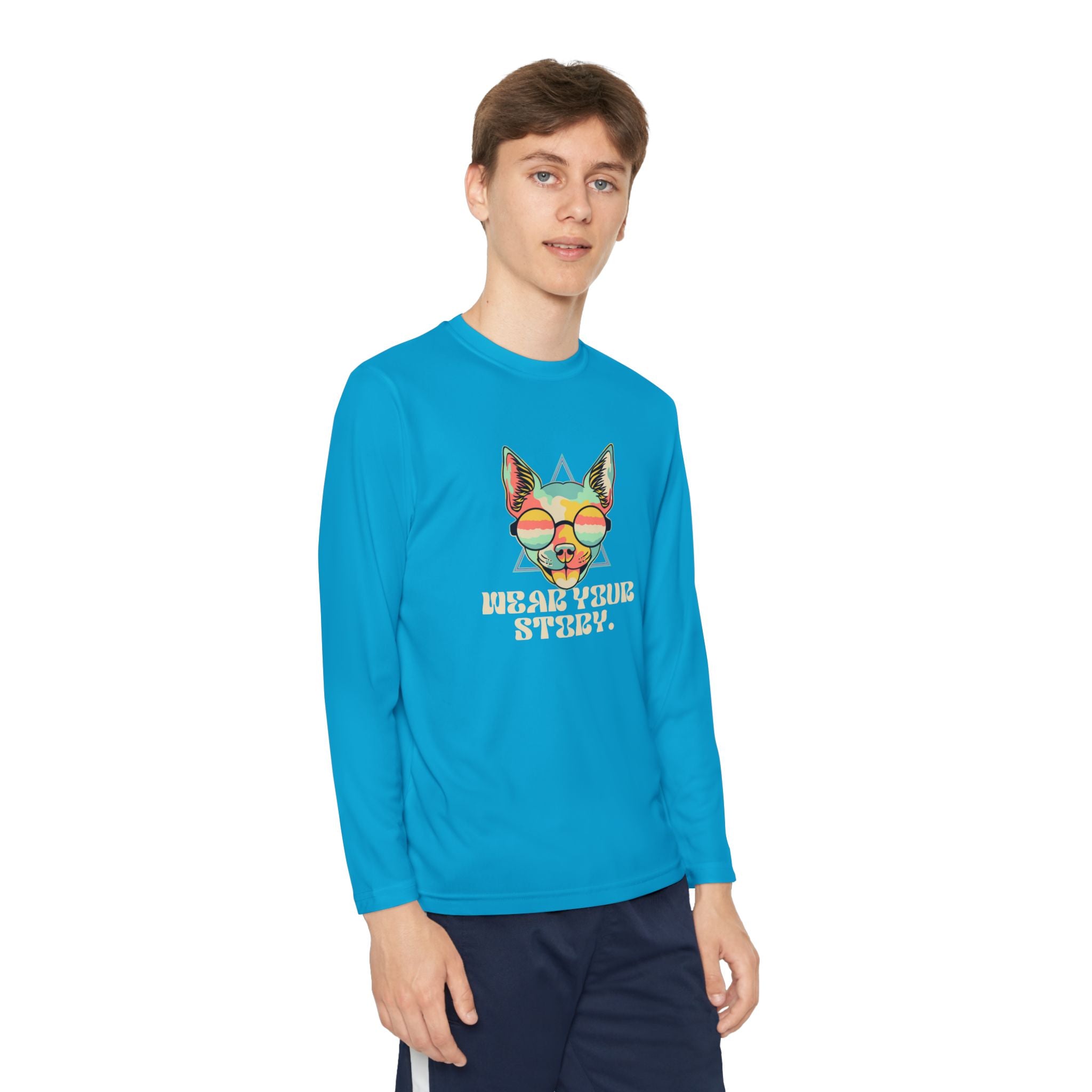 Youth Long Sleeve Tee — 'Wear Your Steez' Neon Dog Graphic