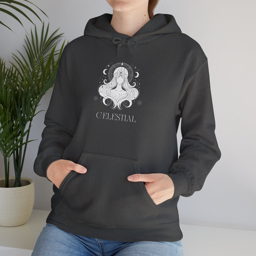 Celestial Goddess Hoodie — Mystical Moon & Star Graphic Sweatshirt