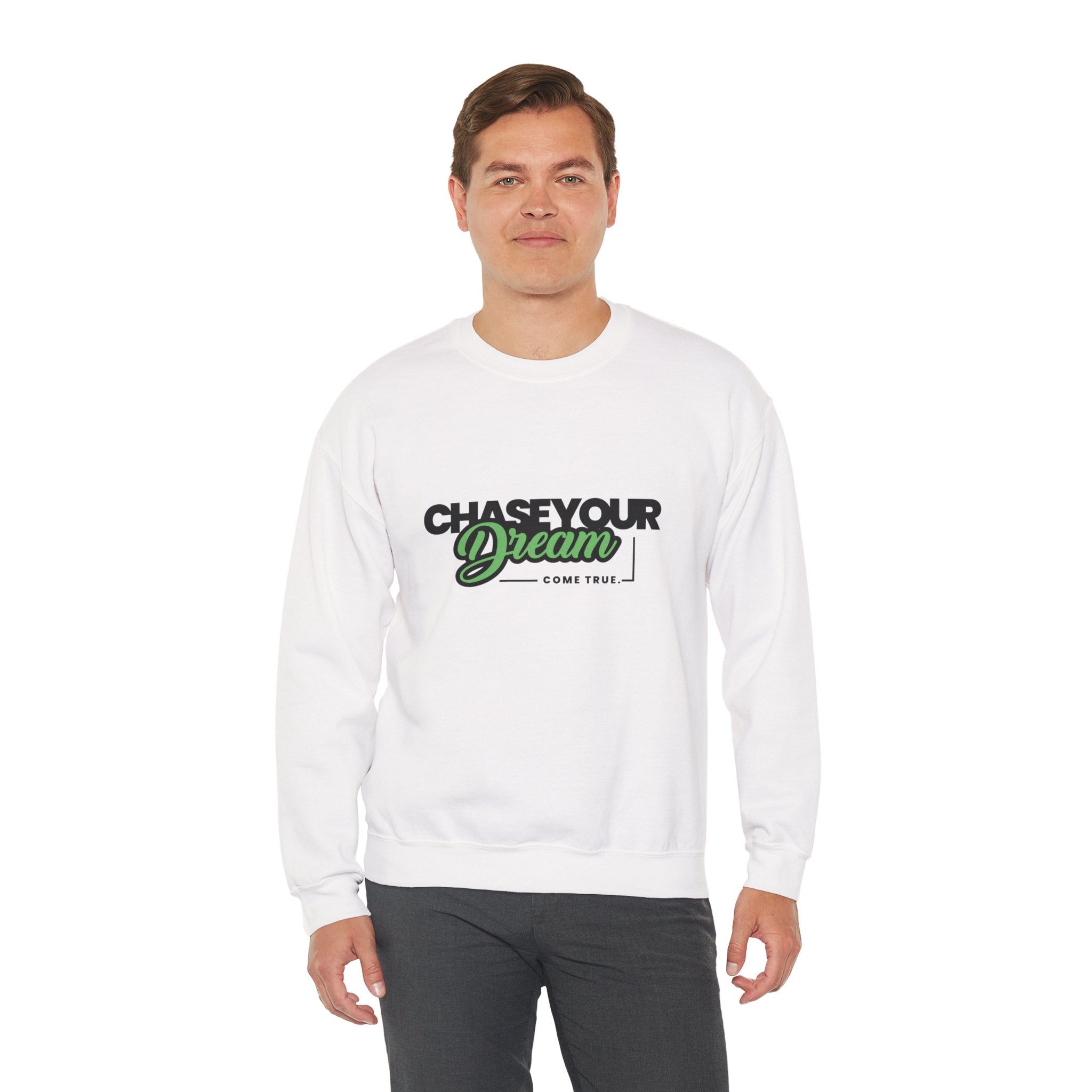 Embroidered Crewneck Sweatshirt - 'Chase Your Dream' Motivational Graphic
