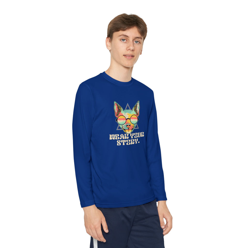 Youth Long Sleeve Tee — 'Wear Your Steez' Neon Dog Graphic