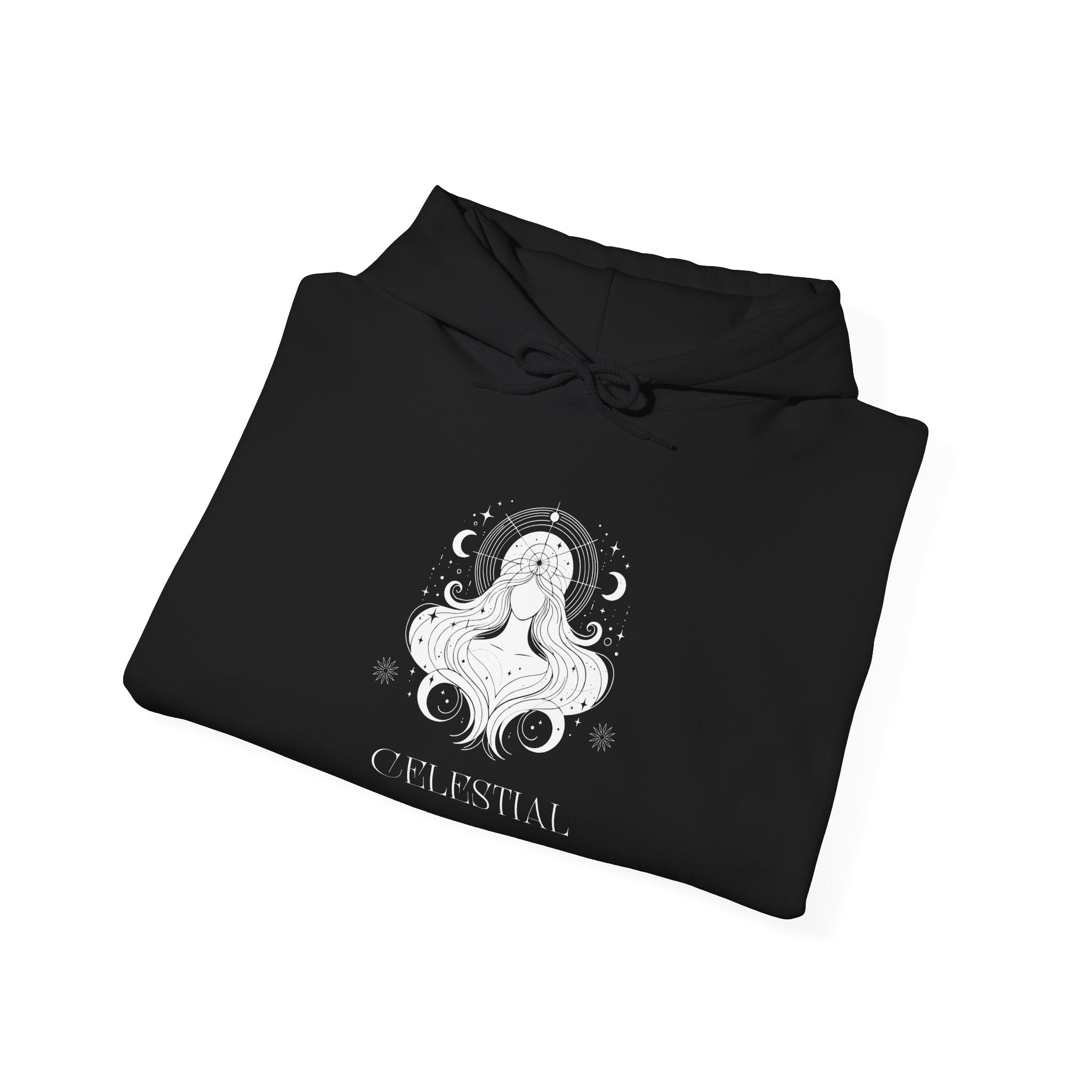 Celestial Goddess Hoodie — Mystical Moon & Star Graphic Sweatshirt