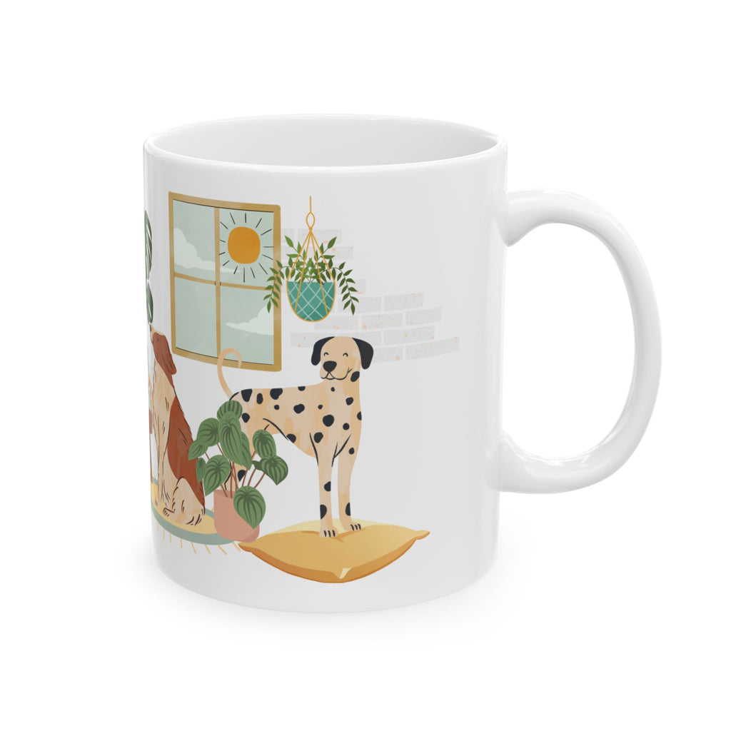 Welcome Home Dog & Plants Ceramic Mug – Cozy Pet Lover Coffee Cup (11oz/15oz)