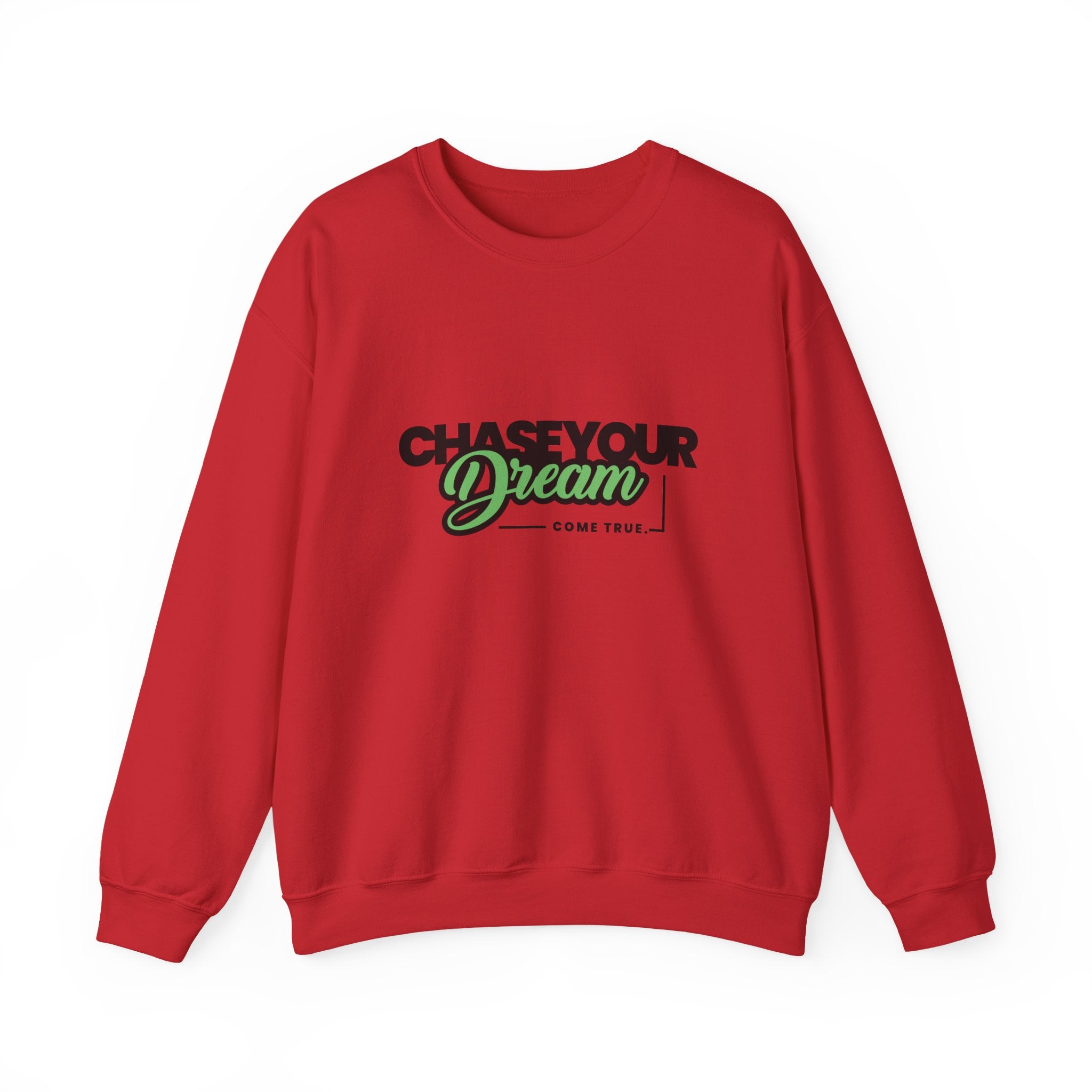 Embroidered Crewneck Sweatshirt - 'Chase Your Dream' Motivational Graphic