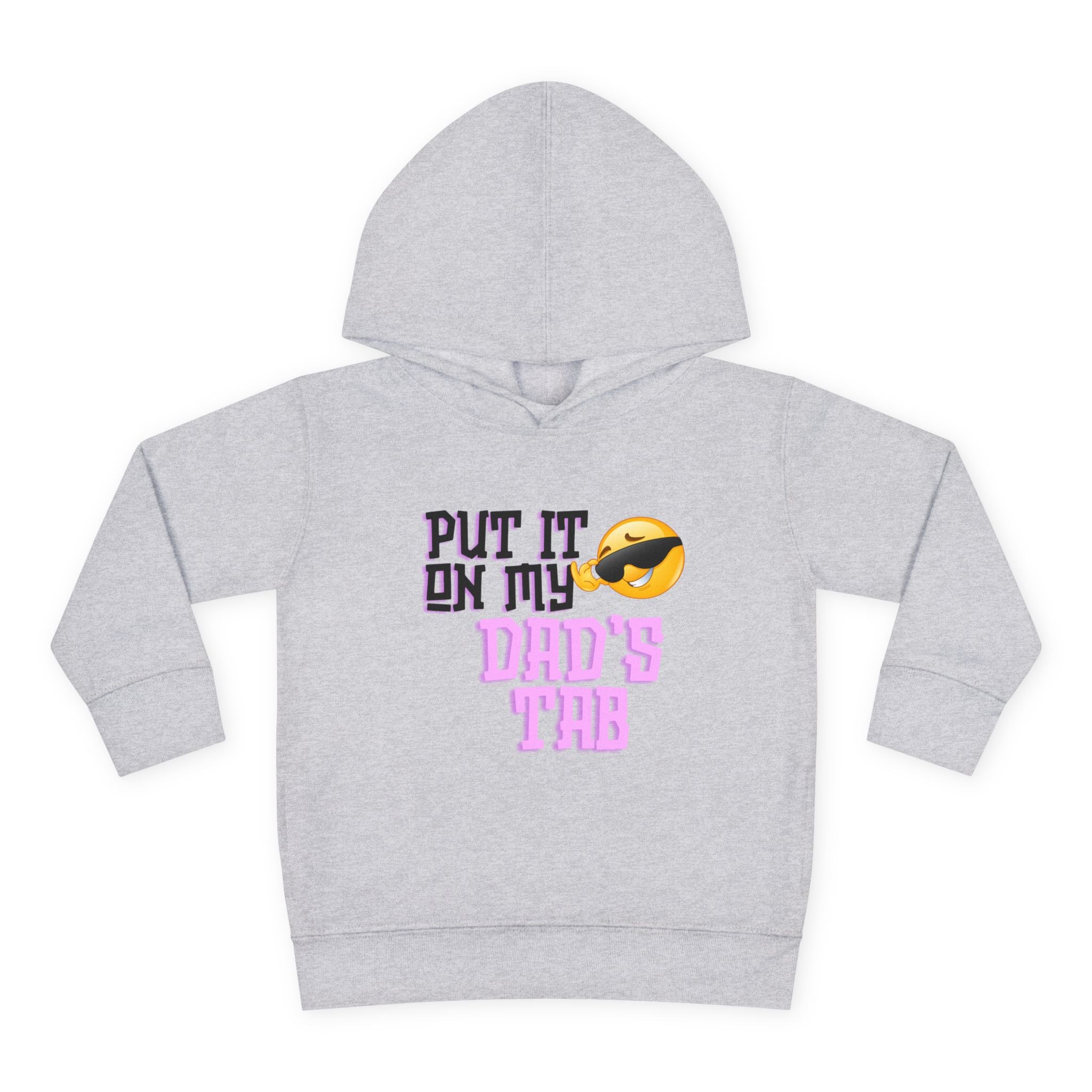 Toddler Fleece Hoodie - "Put it on my dad's tab" Cozy Adventure Print, Light Gray