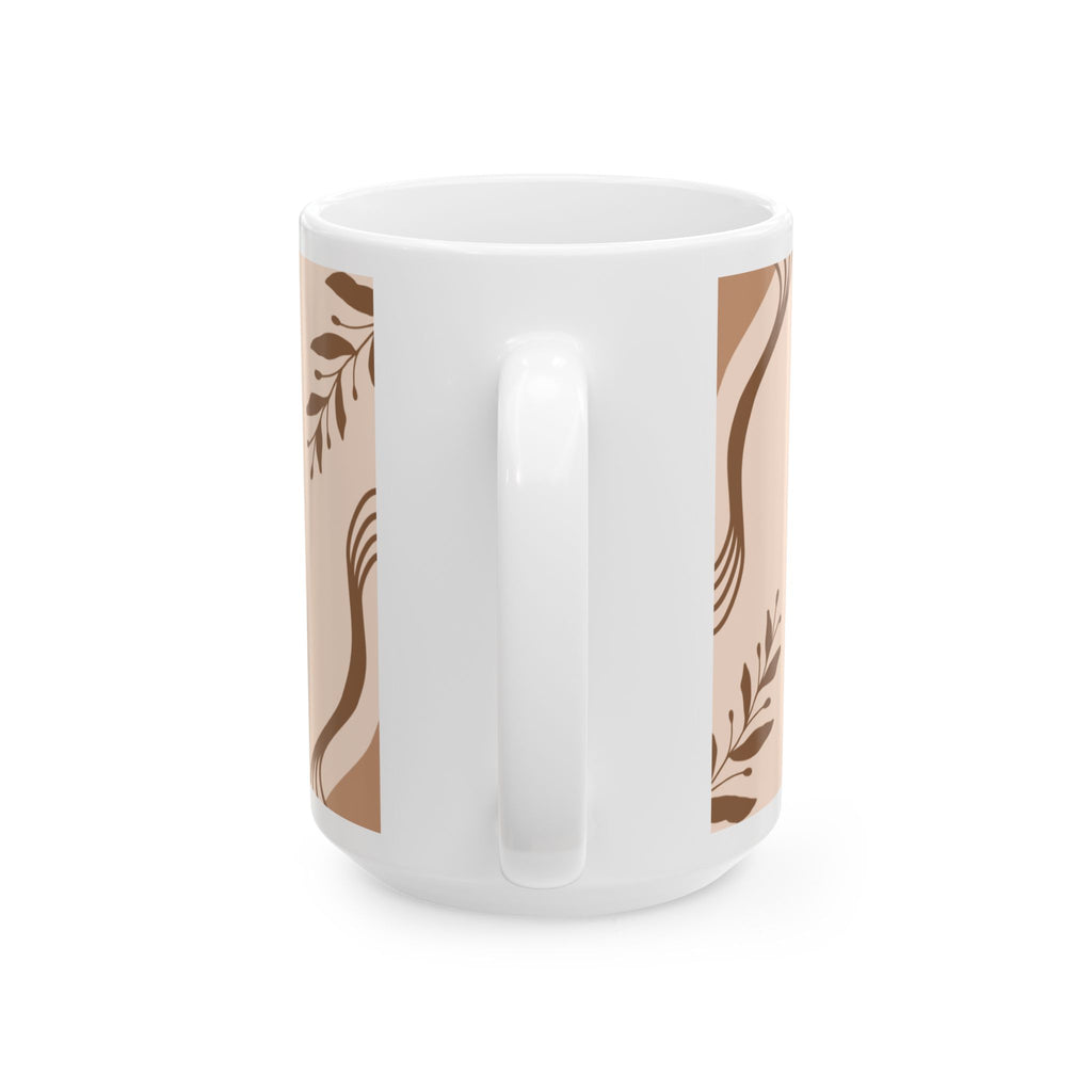 Life Is Better with Fresh Coffee Ceramic Mug — Beige Boho Coffee Cup (11oz/15oz)