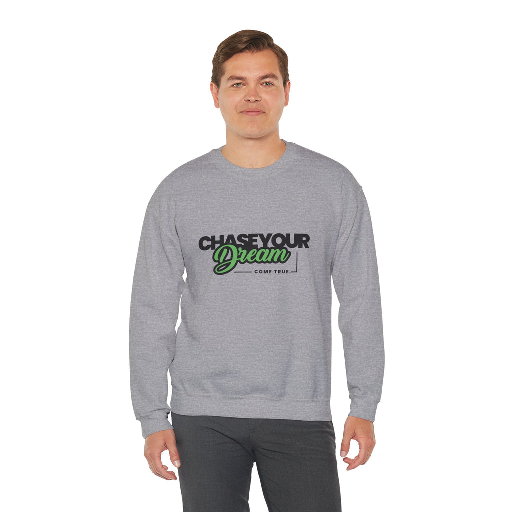 Embroidered Crewneck Sweatshirt - 'Chase Your Dream' Motivational Graphic