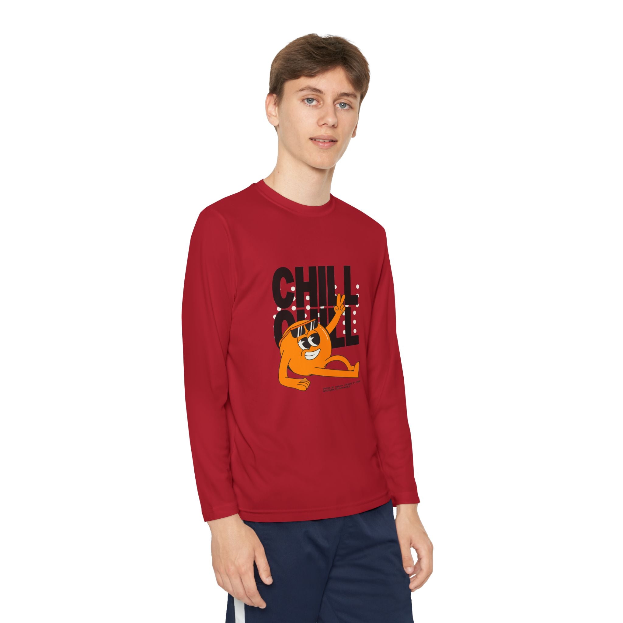 Youth Long Sleeve Tee – 'Chill' Cartoon Character Graphic