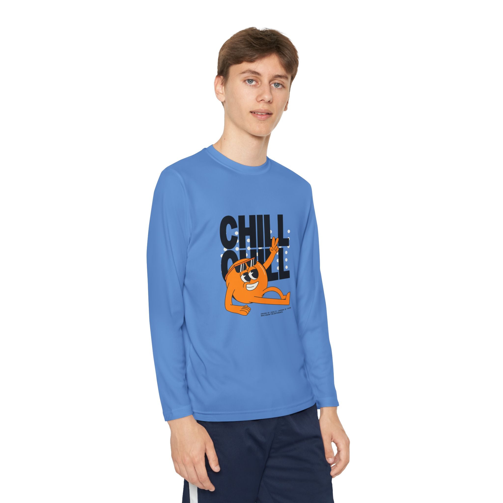 Youth Long Sleeve Tee – 'Chill' Cartoon Character Graphic