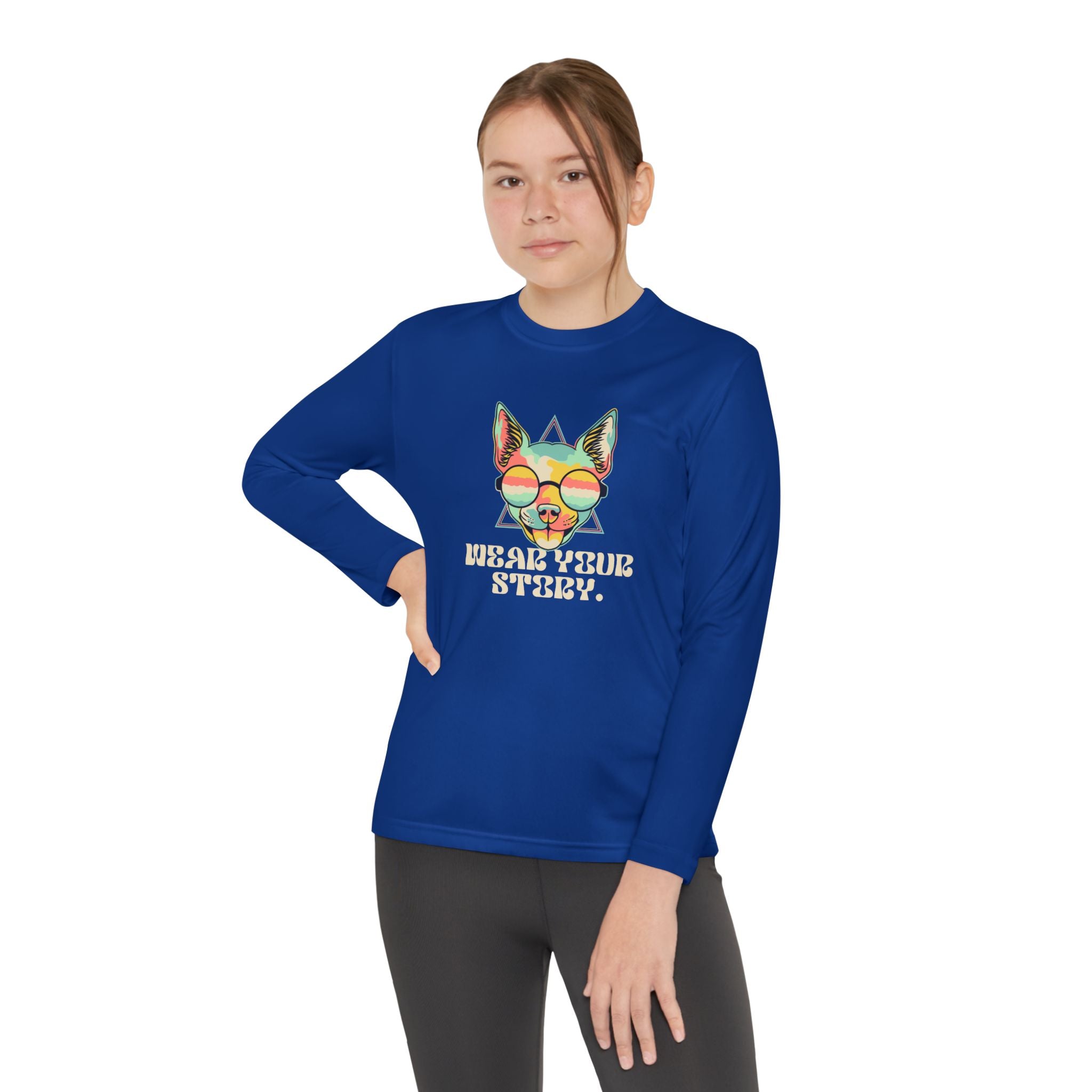 Youth Long Sleeve Tee — 'Wear Your Steez' Neon Dog Graphic