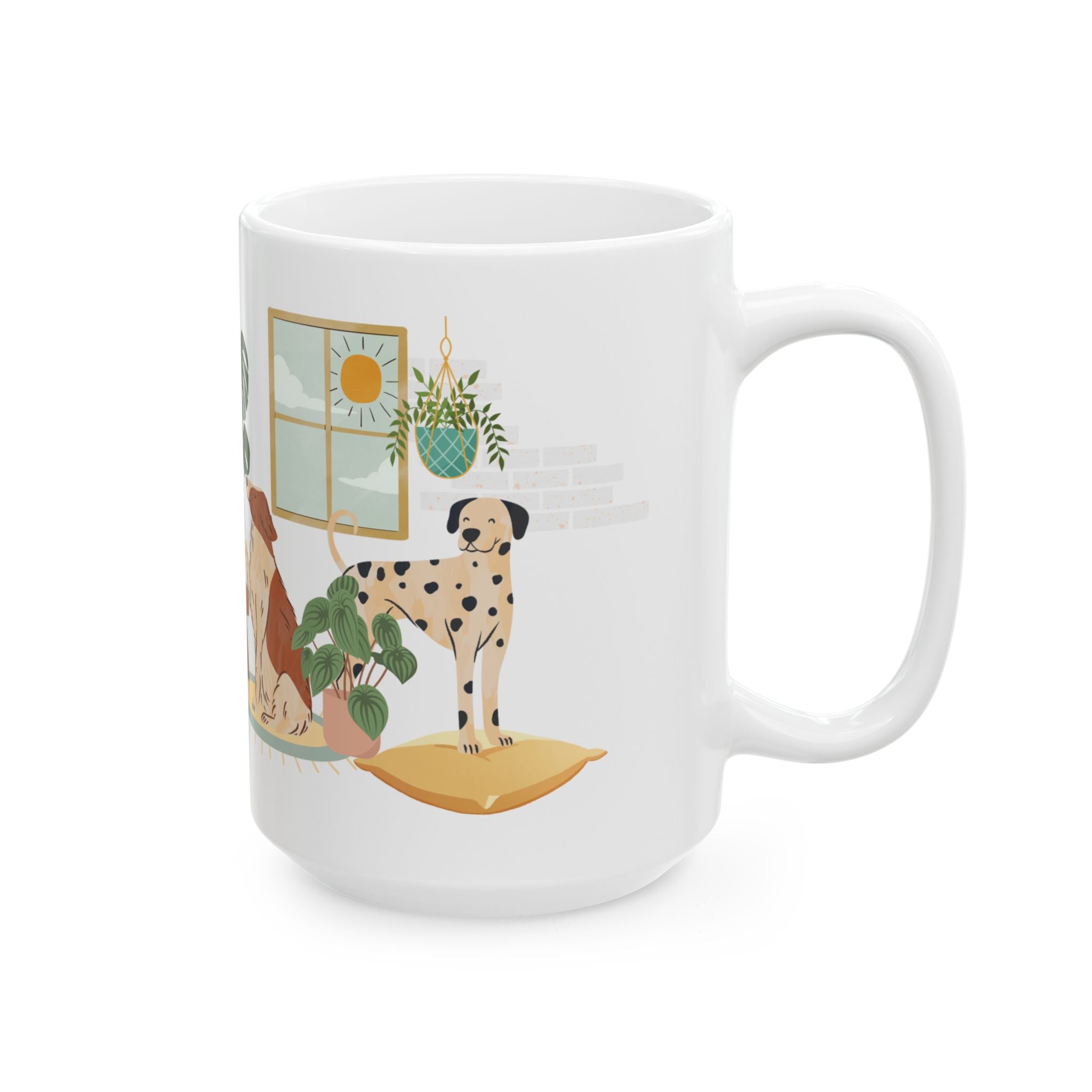 Welcome Home Dog & Plants Ceramic Mug – Cozy Pet Lover Coffee Cup (11oz/15oz)