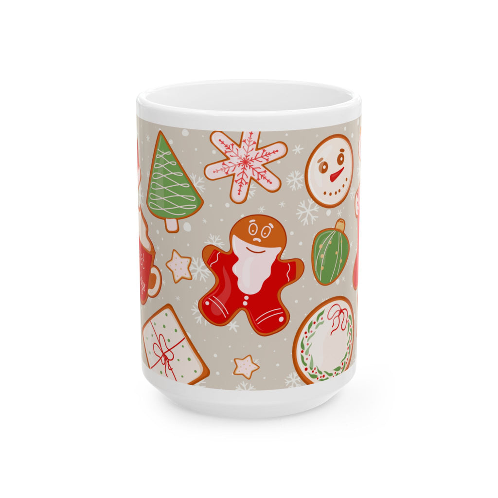Christmas Cookie Pattern Ceramic Mug — Festive Holiday 11oz & 15oz Coffee Cup