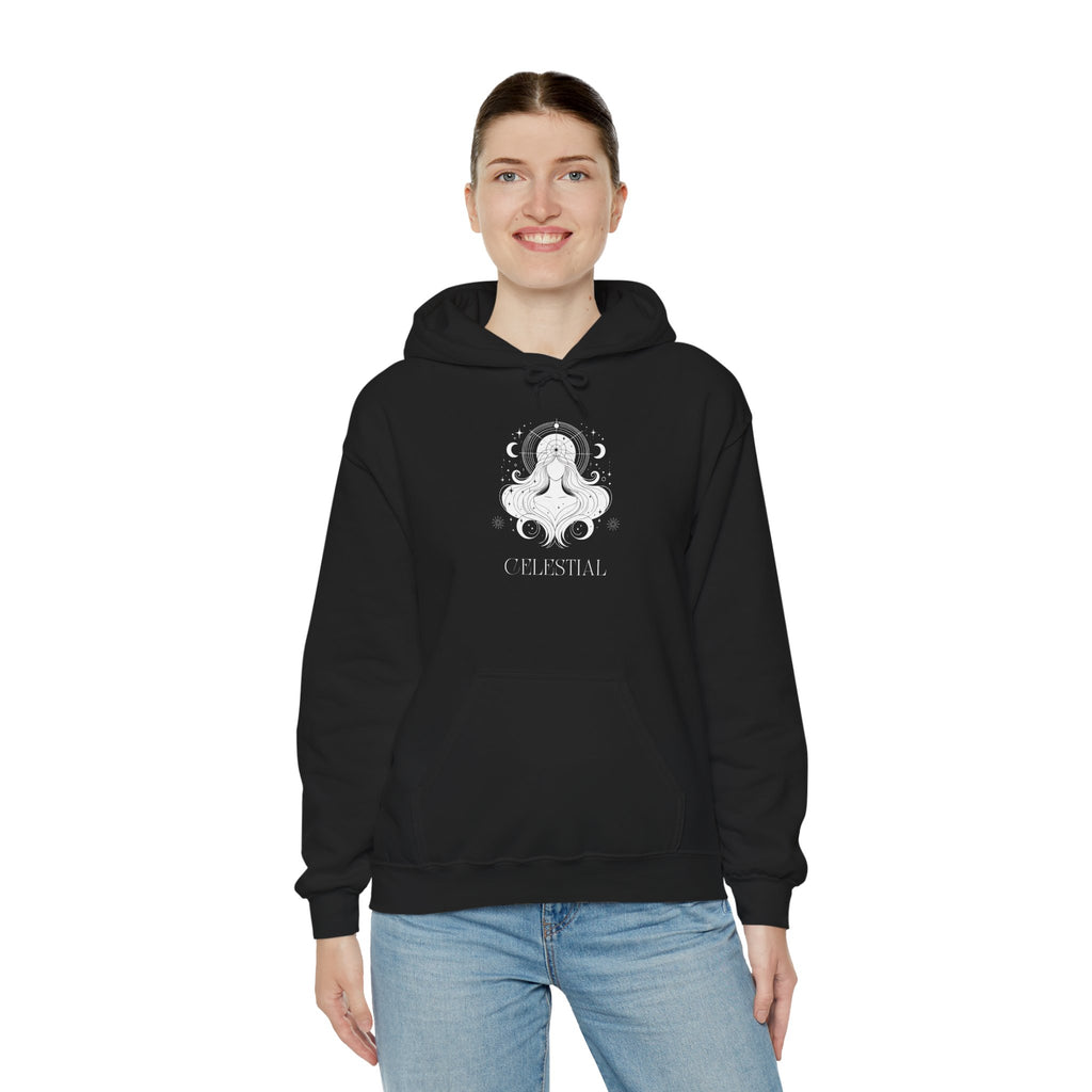 Celestial Goddess Hoodie — Mystical Moon & Star Graphic Sweatshirt