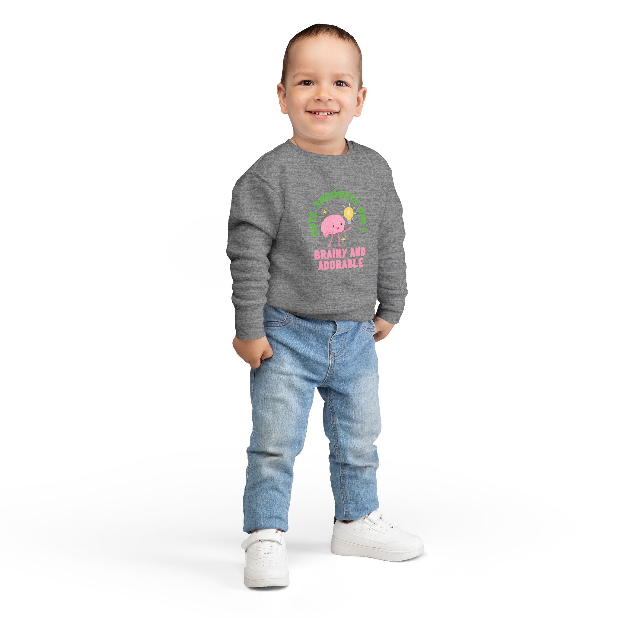Toddler Sweatshirt Cute Thoughts Only Brain Character Daisy Design