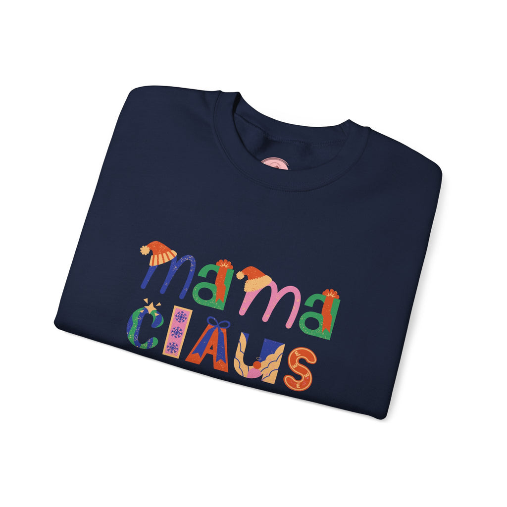Mama Claus Sweatshirt — Colorful Holiday Crewneck for Moms