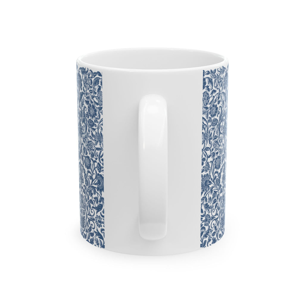 Mother’s Day Ceramic Mug – Blue Vintage Floral with 'So Much of Who I Am Is Because of Who You Are' Message