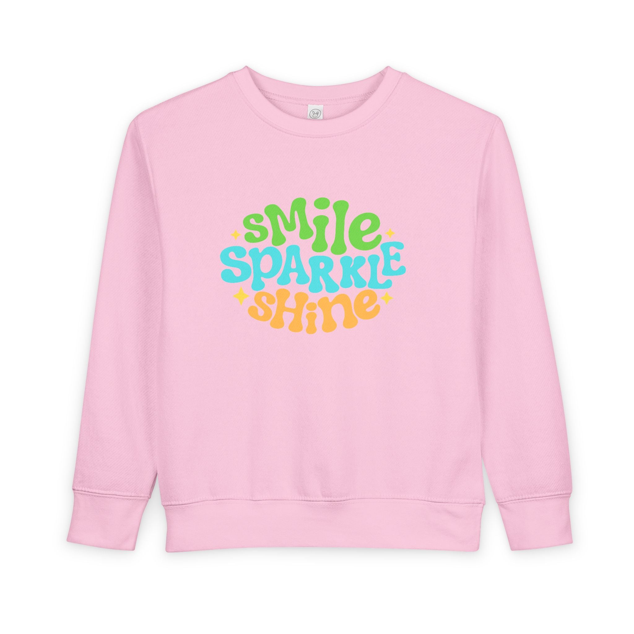 Toddler Sweatshirt – "Smile Sparkle Shine" Retro Rainbow Crewneck