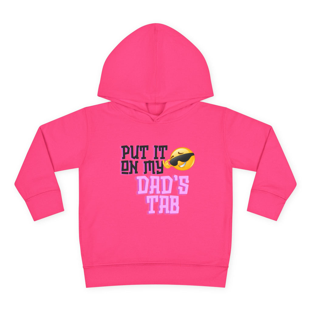 Toddler Fleece Hoodie - "Put it on my dad's tab" Cozy Adventure Print, Light Gray