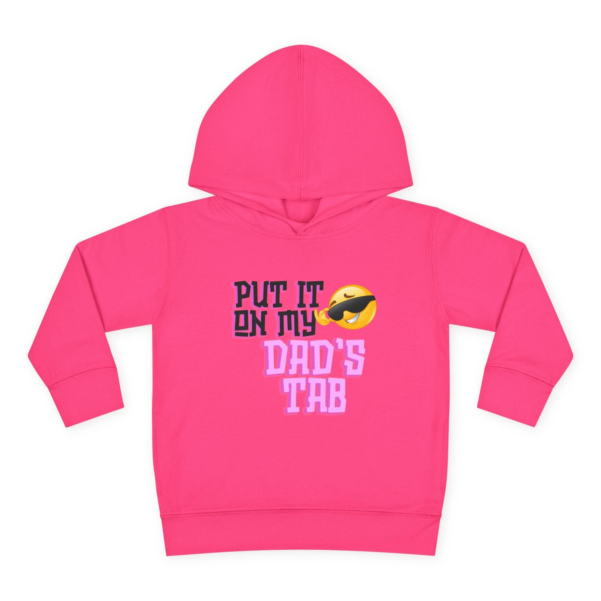 Toddler Fleece Hoodie - "Put it on my dad's tab" Cozy Adventure Print, Light Gray
