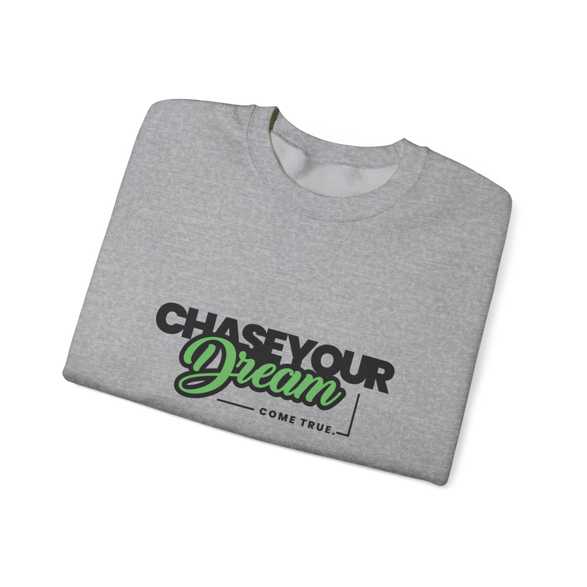 Embroidered Crewneck Sweatshirt - 'Chase Your Dream' Motivational Graphic