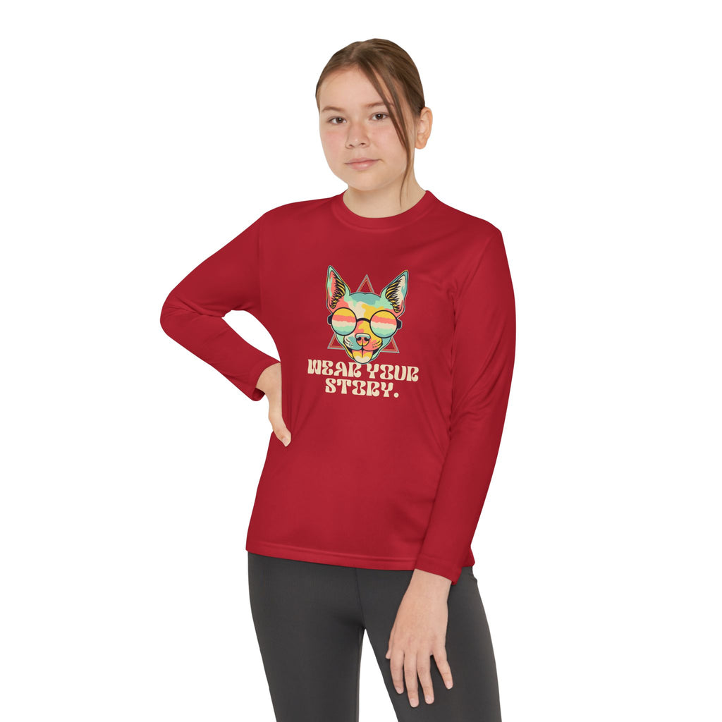 Youth Long Sleeve Tee — 'Wear Your Steez' Neon Dog Graphic