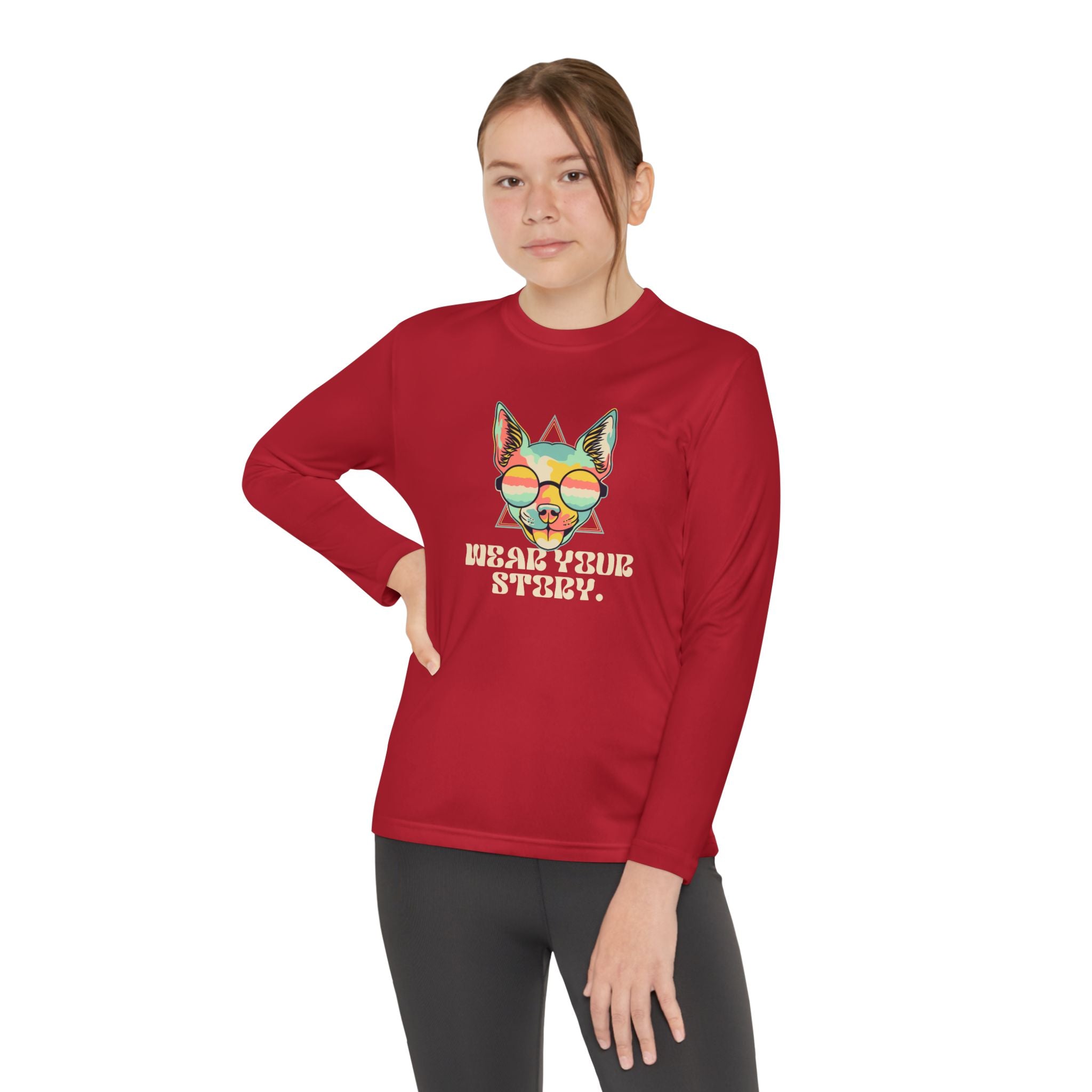Youth Long Sleeve Tee — 'Wear Your Steez' Neon Dog Graphic