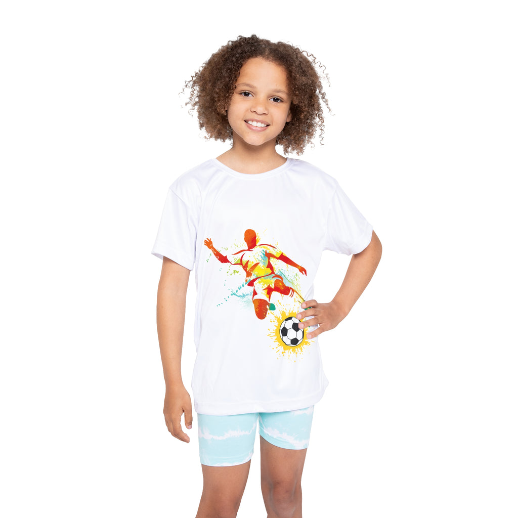 Kids Soccer Jersey — Colorful Watercolor Player Graphic