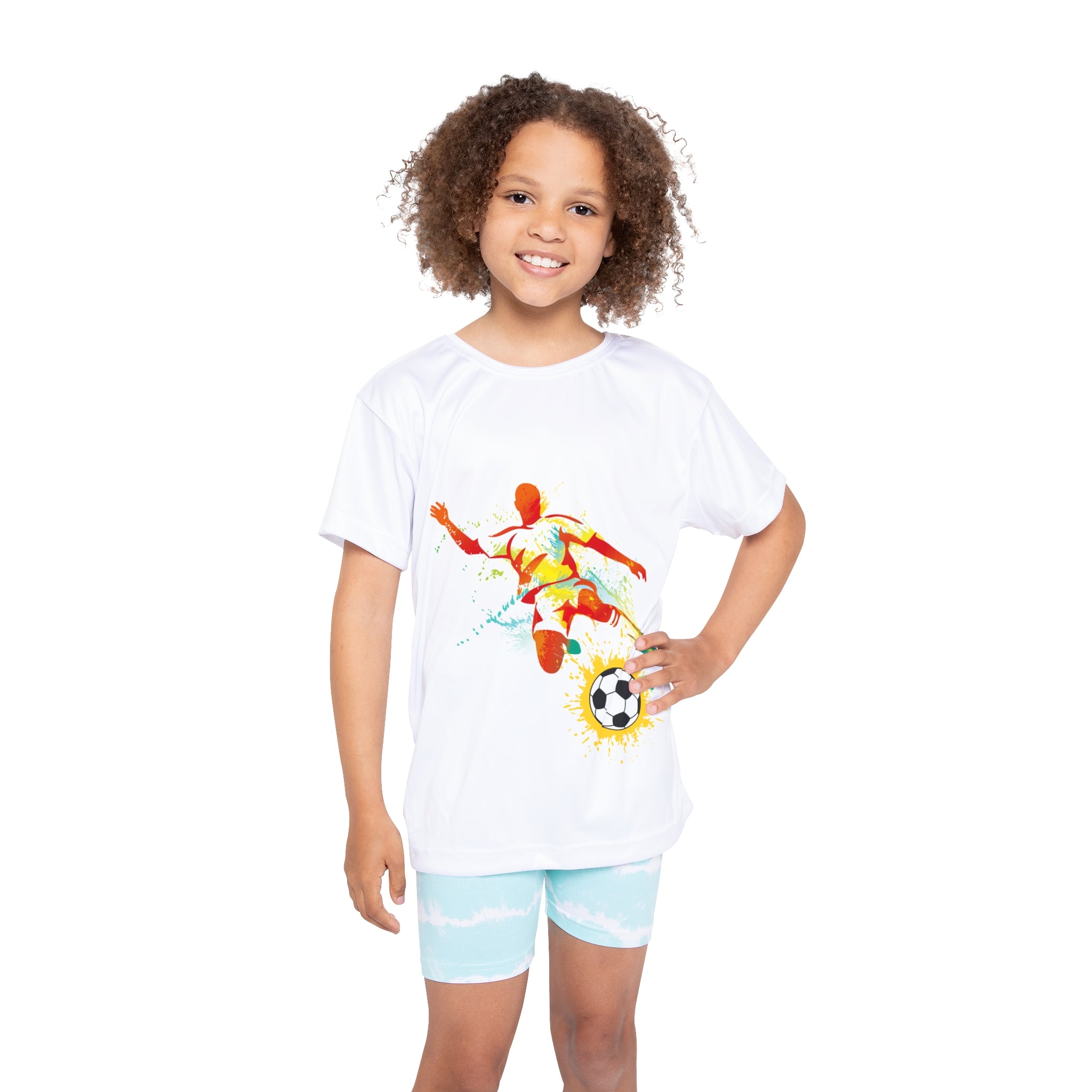 Kids Soccer Jersey — Colorful Watercolor Player Graphic