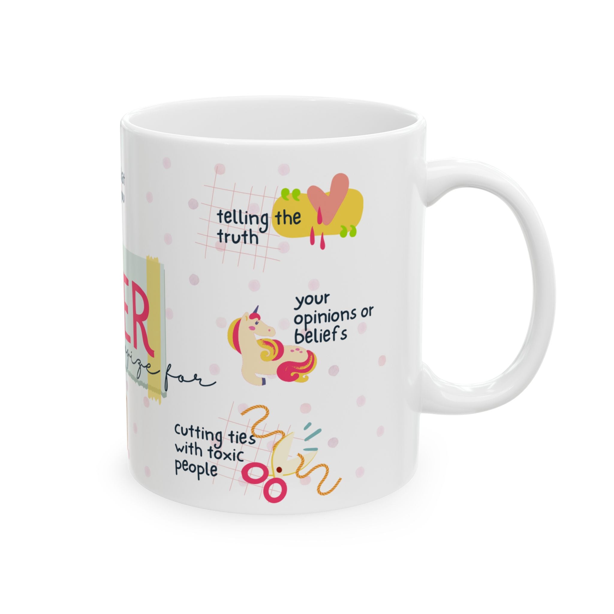 Never Apologize For You – Inspirational Ceramic Mug (11oz/15oz)
